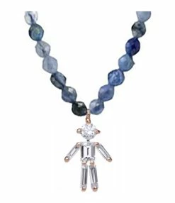 LITTLE ONES Collier Rainbow Garçon Sodalite Or Rose Diamants
