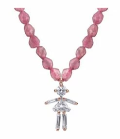 LITTLE ONES Collier Rainbow Fille Tourmaline Or Rose Diamants