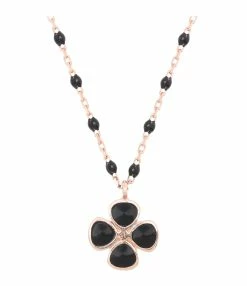 GIGI CLOZEAU Collier Trèfle Noir Résine Noir, Exclusivité Lulli