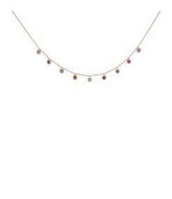 AND...PARIS Collier 9 Multi-Saphirs Or