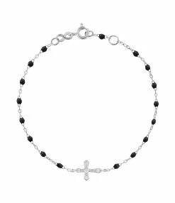 GIGI CLOZEAU Bracelet Résine Croix Vintage Diamants Or Blanc