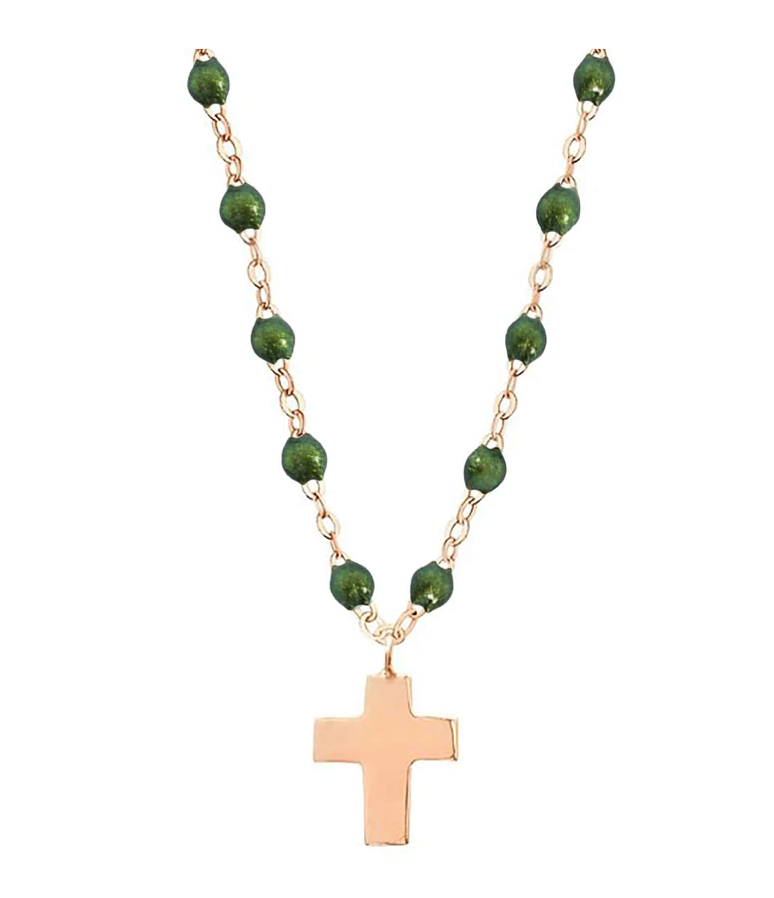 GIGI CLOZEAU Collier Croix Perles Résine Or 2 GIGI CLOZEAU Collier Croix Perles Résine Or – Image 2