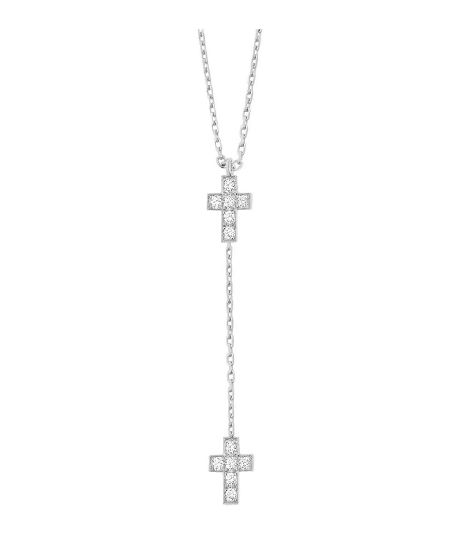 GIGI CLOZEAU Collier Chapelet Croix Or Diamants 3 GIGI CLOZEAU Collier Chapelet Croix Or Diamants – Image 3