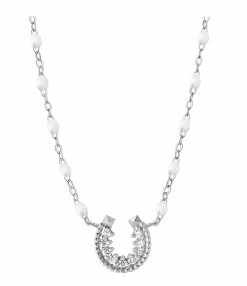 GIGI CLOZEAU Collier Perles Résine Fer à Cheval Diamants Or Blanc -COLLIERS Shop b1fc001 01 ob