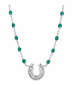 GIGI CLOZEAU Collier Perles Résine Fer à Cheval Diamants Or Blanc