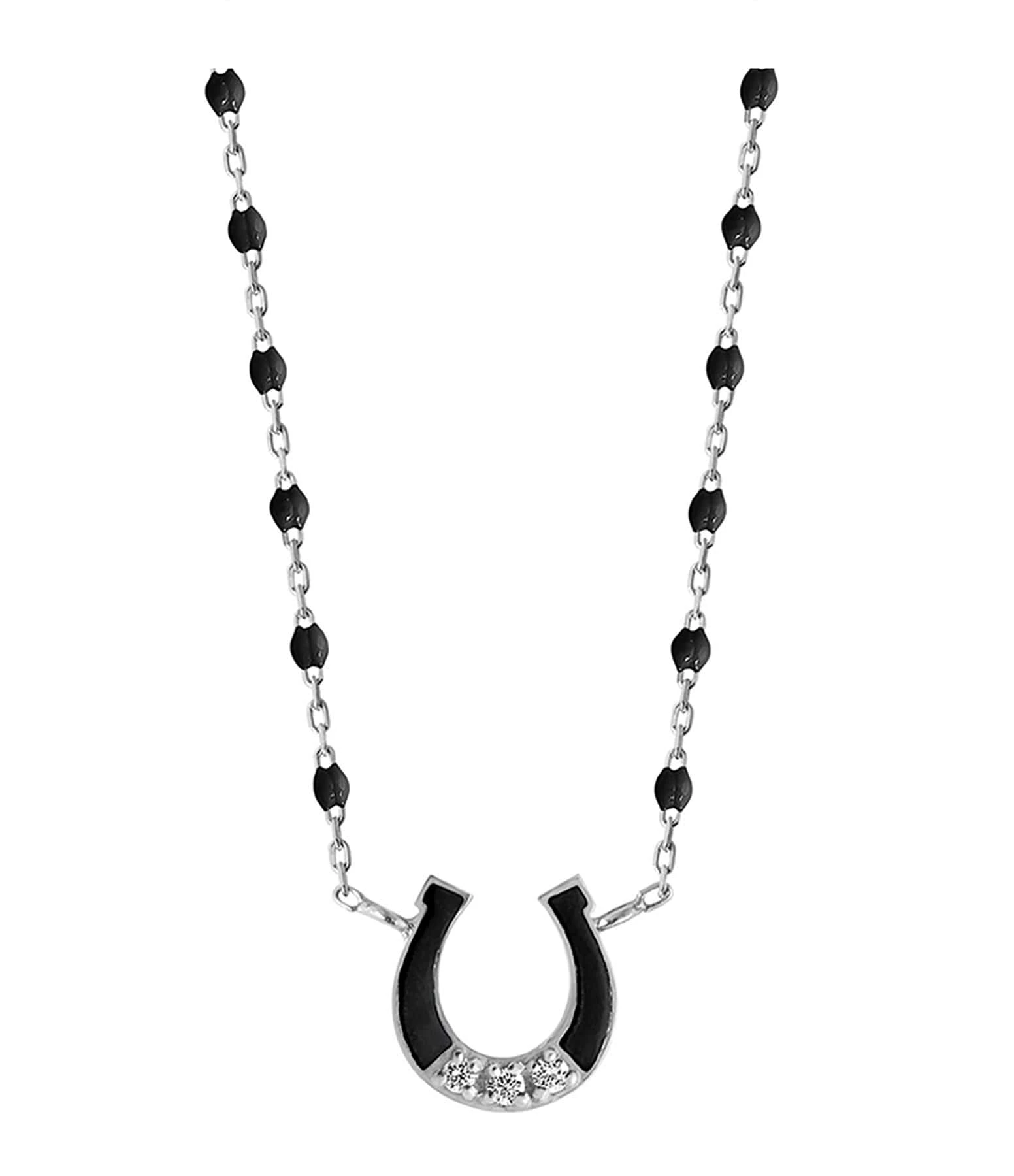 GIGI CLOZEAU Collier Mini Gigi Suprême Fer à Cheval Or Blanc 1 GIGI CLOZEAU Collier Mini Gigi Suprême Fer à Cheval Or Blanc