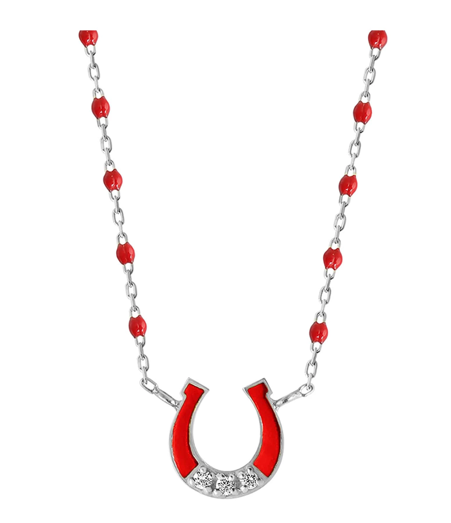 GIGI CLOZEAU Collier Mini Gigi Suprême Fer à Cheval Or Blanc 2 GIGI CLOZEAU Collier Mini Gigi Suprême Fer à Cheval Or Blanc – Image 2