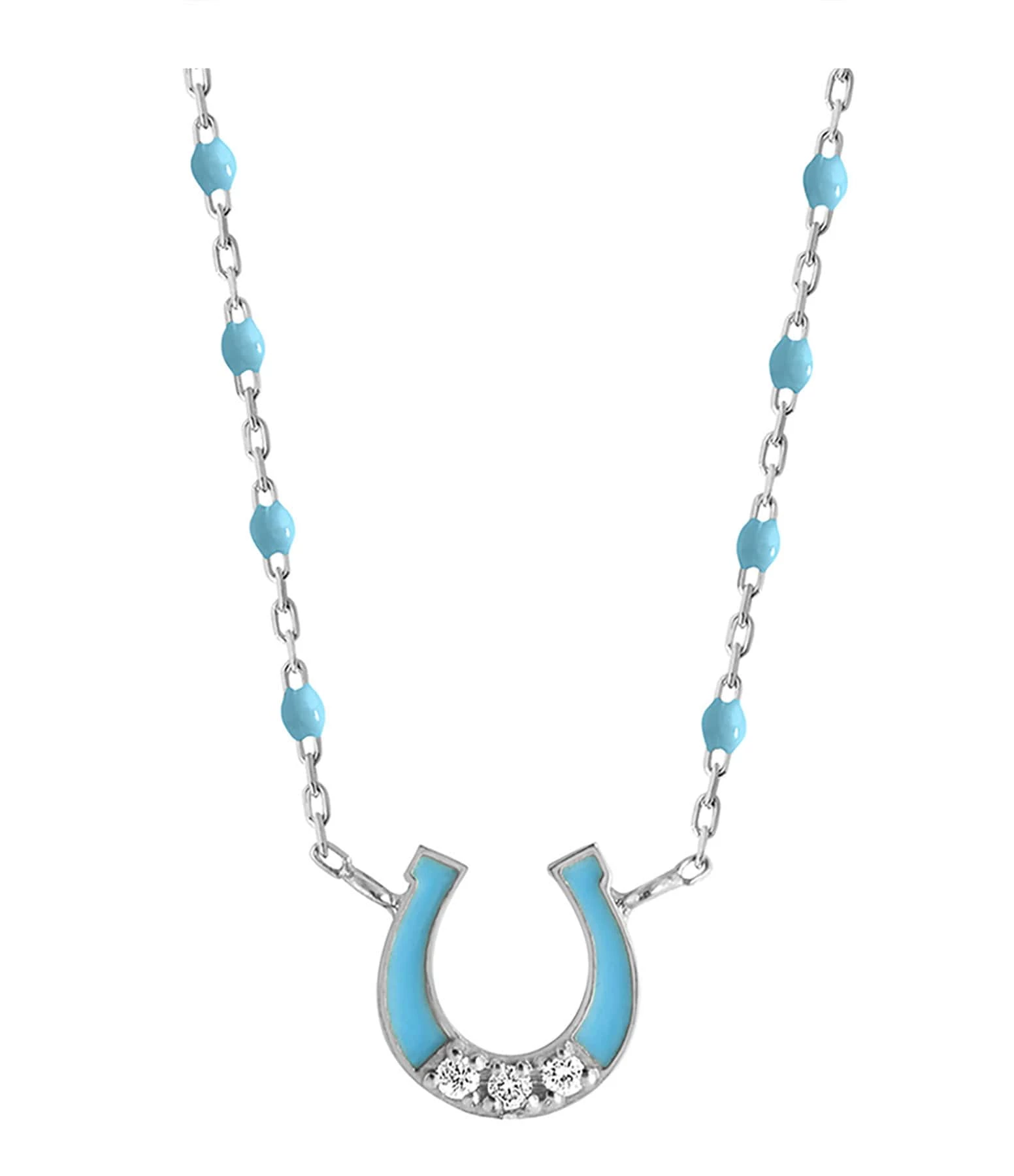 GIGI CLOZEAU Collier Mini Gigi Suprême Fer à Cheval Or Blanc 3 GIGI CLOZEAU Collier Mini Gigi Suprême Fer à Cheval Or Blanc – Image 3