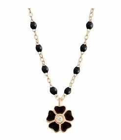 GIGI CLOZEAU Collier Perles Résine Fleur Diamant Or Rose -COLLIERS Shop b1fl001 r 20 1