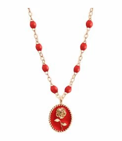 GIGI CLOZEAU Collier Rose Voyage Résine Or Rose