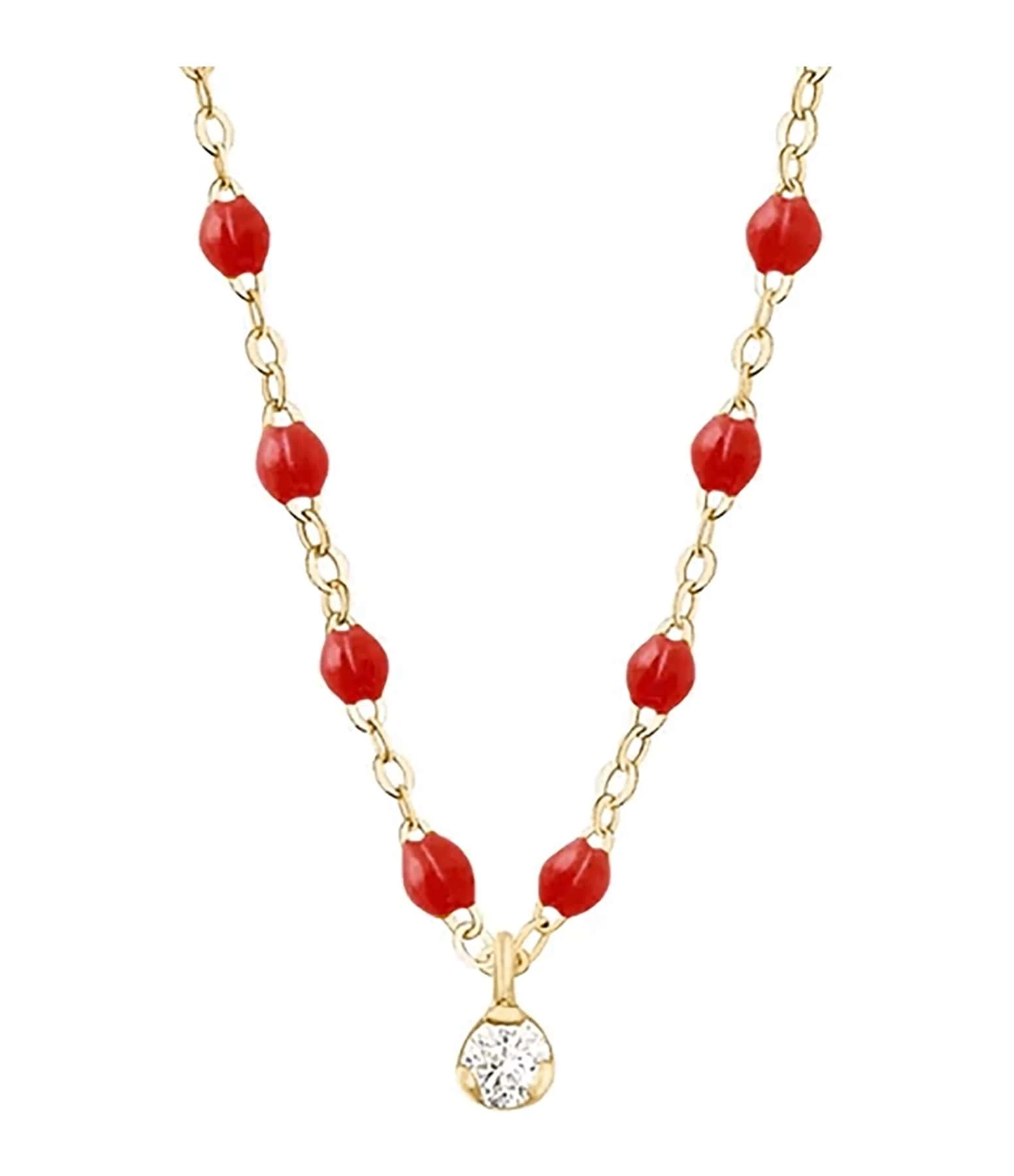 GIGI CLOZEAU Collier 1 Diamant Perles Résine Or Jaune 2 GIGI CLOZEAU Collier 1 Diamant Perles Résine Or Jaune – Image 2