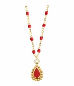 GIGI CLOZEAU Collier Lucky Cashmere Mini Résine Diamant Or Jaune