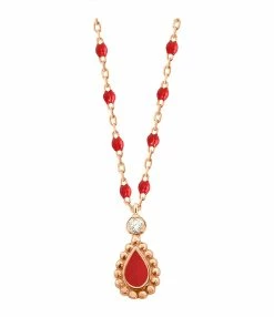 GIGI CLOZEAU Collier Lucky Cashmere Mini Résine Diamant Or Rose -COLLIERS Shop b1lk013 31 or