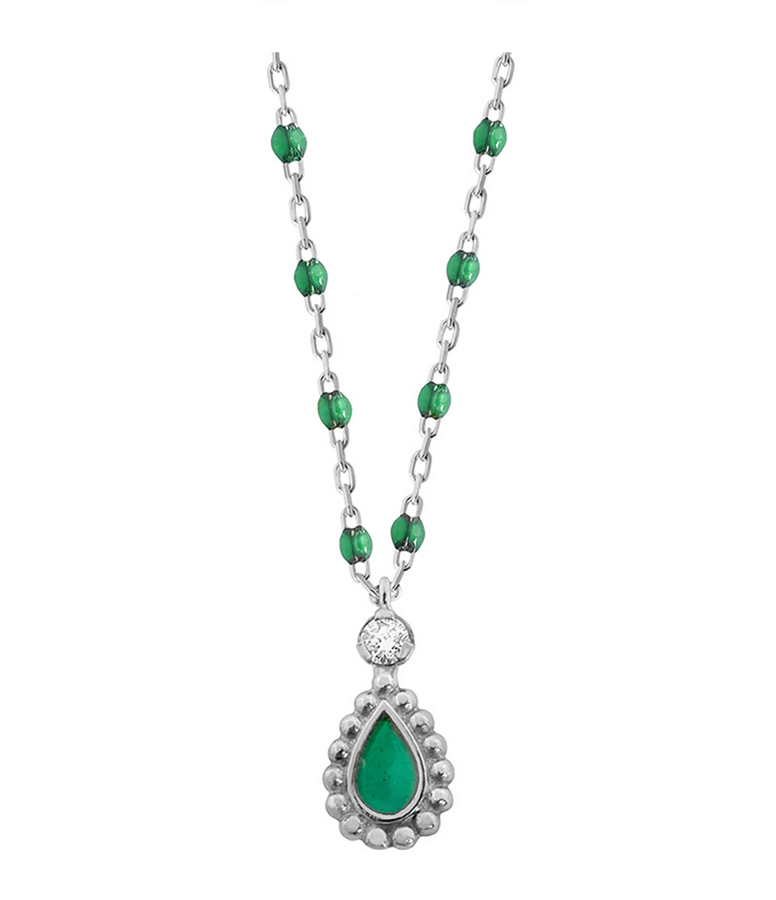 GIGI CLOZEAU Collier Lucky Cashmere Mini Résine Diamant Or Blanc 1 GIGI CLOZEAU Collier Lucky Cashmere Mini Résine Diamant Or Blanc