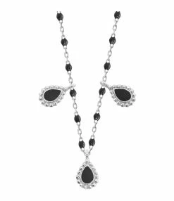 GIGI CLOZEAU Collier Mini Perles Résine 3 Lucky Cachemire Or Blanc