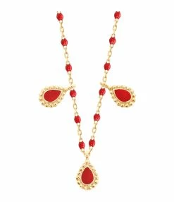 GIGI CLOZEAU Collier Mini Perles Résine 3 Lucky Cachemire Or Jaune