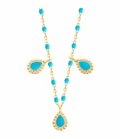 GIGI CLOZEAU Collier Mini Perles Résine 3 Lucky Cachemire Or Jaune -COLLIERS Shop b1lk014 34 j 1