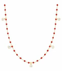 GIGI CLOZEAU Collier 5 Diamants Mini Perles Résine Or -COLLIERS Shop b1mi005j31