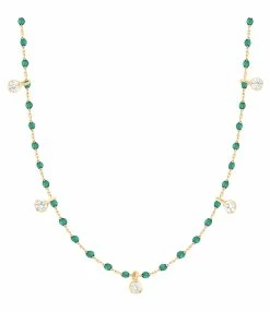 GIGI CLOZEAU Collier 5 Diamants Mini Perles Résine Or -COLLIERS Shop b1mi005j35
