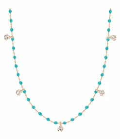 GIGI CLOZEAU Collier 5 Diamants Mini Perles Résine Or