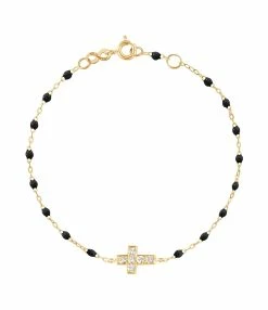 GIGI CLOZEAU Bracelet Résine Croix Diamants Or Jaune