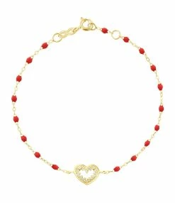 GIGI CLOZEAU Bracelet Résine Cœur Suprême Diamants Or Jaune