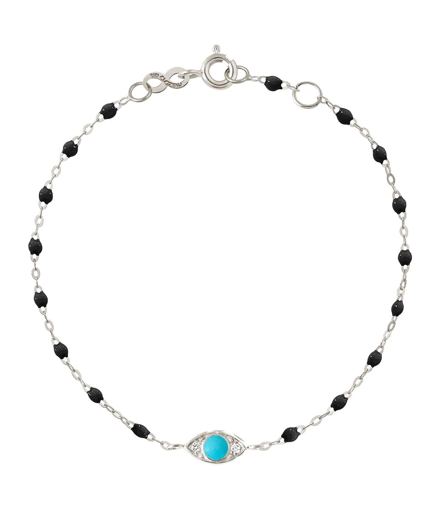 GIGI CLOZEAU Bracelet Eye Soirée Résine Turquoise Diamants Or Blanc 1 GIGI CLOZEAU Bracelet Eye Soirée Résine Turquoise Diamants Or Blanc