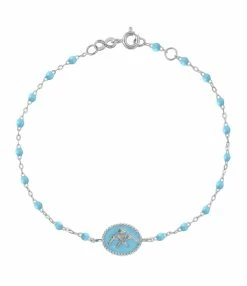 GIGI CLOZEAU Bracelet Poisson Ange Perles Résine Or Blanc