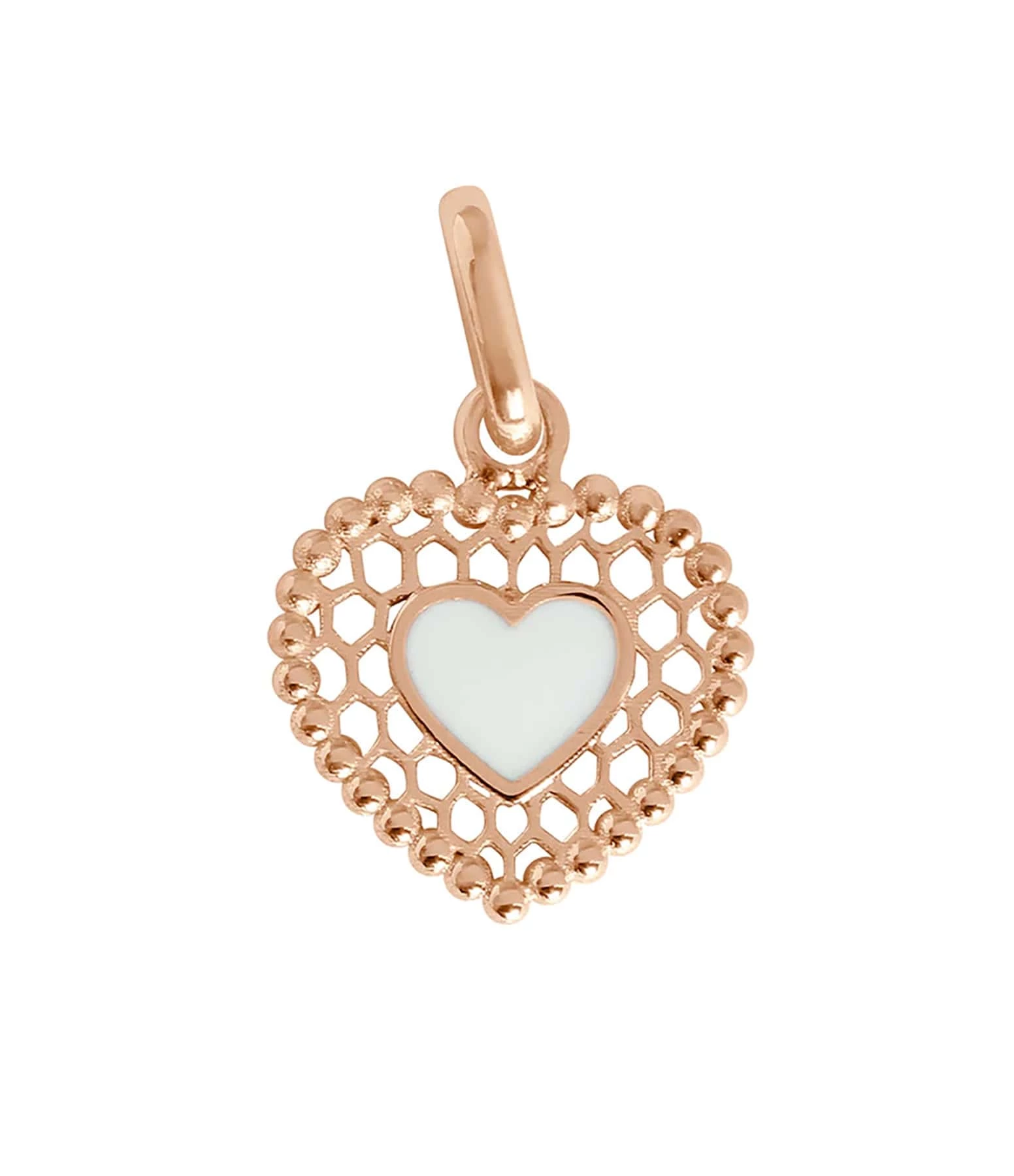 GIGI CLOZEAU Pendentif Cœur Dentelle Résine Or Rose 2 GIGI CLOZEAU Pendentif Cœur Dentelle Résine Or Rose – Image 2