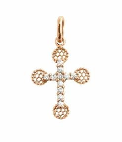 GIGI CLOZEAU Pendentif Croix Romane PM Diamants Or