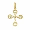 GIGI CLOZEAU Pendentif Croix Dentelle Résine Diamants Or Jaune