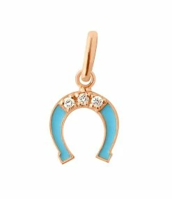 GIGI CLOZEAU Pendentif Résine Fer à Cheval Diamants Or Rose