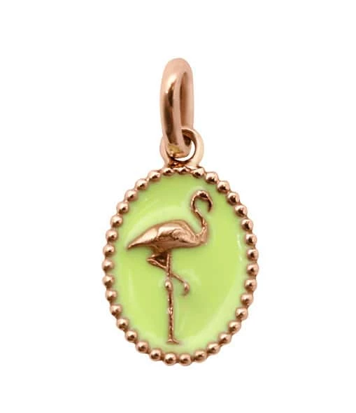 GIGI CLOZEAU Pendentif Médaille Flamant Résine Or Rose 2 GIGI CLOZEAU Pendentif Médaille Flamant Résine Or Rose – Image 2