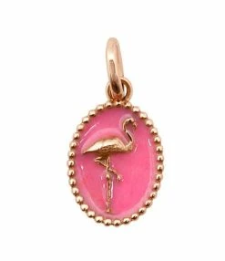 GIGI CLOZEAU Pendentif Médaille Flamant Résine Or Rose