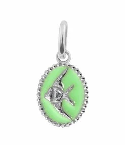 GIGI CLOZEAU Pendentif Poisson Ange Perles Résine Or Blanc