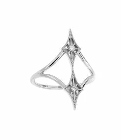 NAVA JOAILLERIE Bague Cheyenne Losange Double Diamants Or Blanc