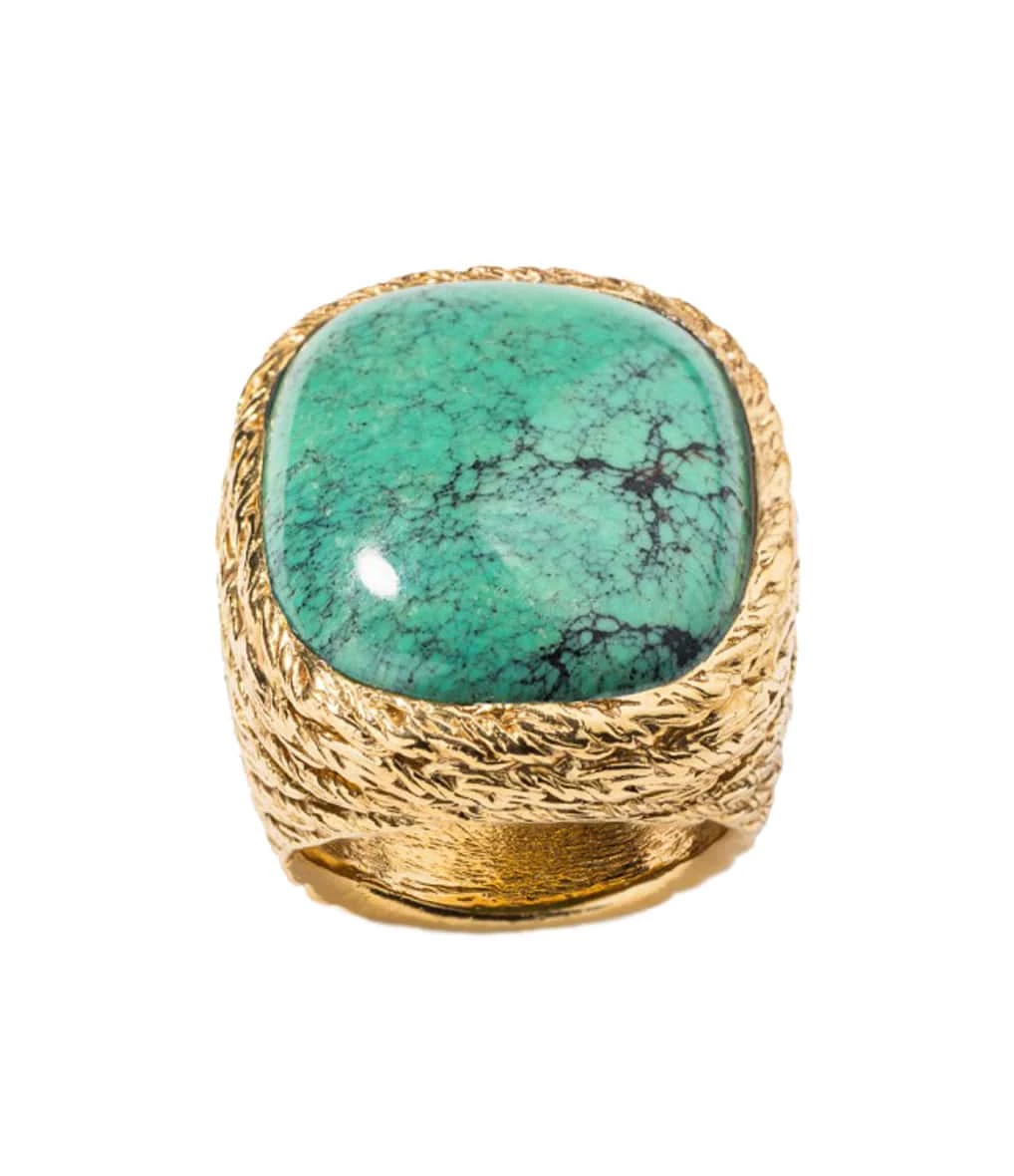 Aurélie Bidermann Chevalière Miki Turquoise 1 Aurélie Bidermann Chevalière Miki Turquoise