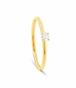NAVA JOAILLERIE Bague Solitaire Chou Diamant Blanc Or Jaune