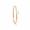 NAVA JOAILLERIE Bague Solitaire Chou Diamant Blanc Or Rose