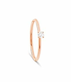 NAVA JOAILLERIE Bague Solitaire Chou Diamant Blanc Or Rose