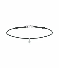 LA BRUNE & LA BLONDE Bracelet BB Diamant Brillant Cordon Noir Or Blanc