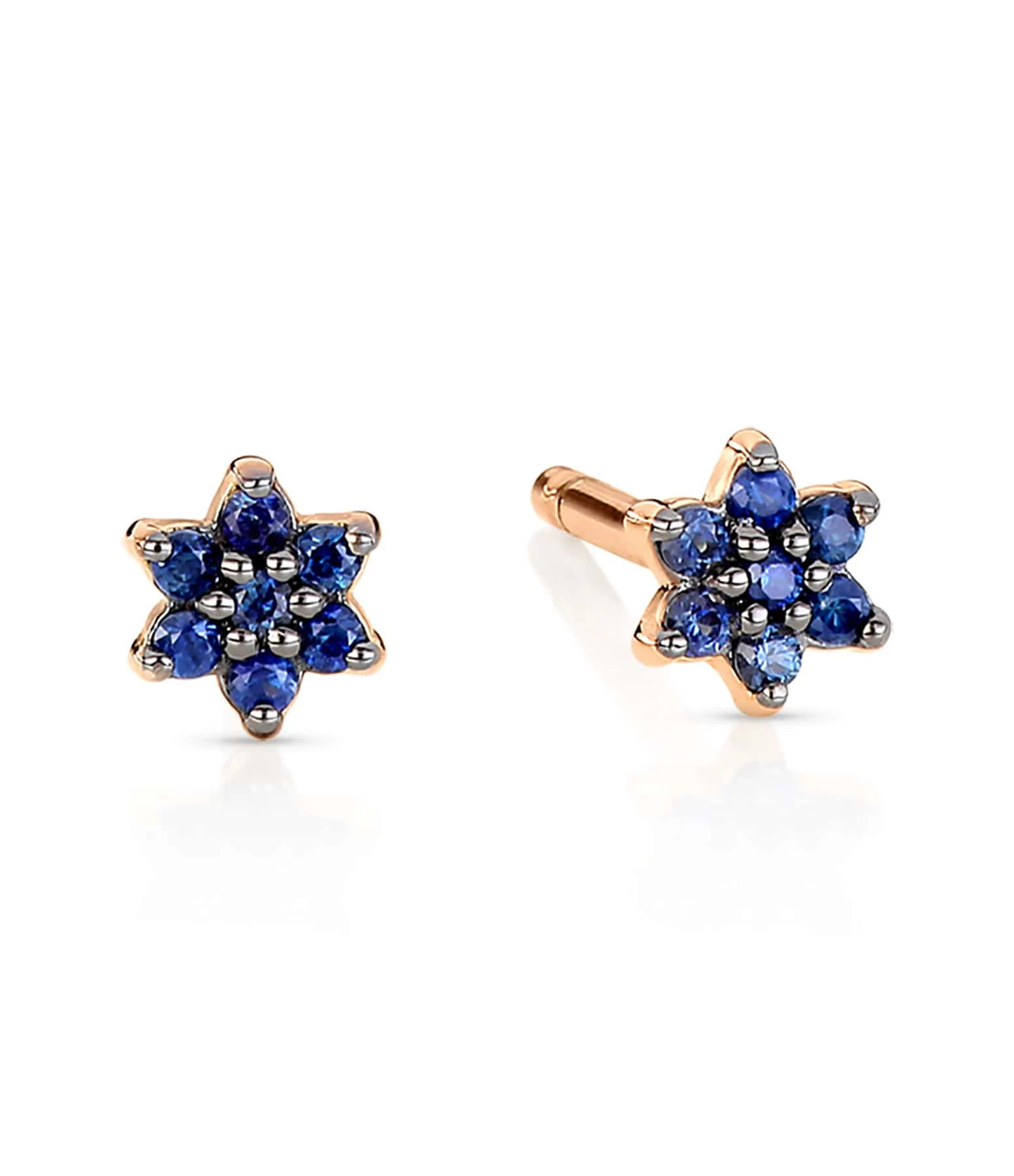 Ginette NY Boucles D'oreilles Mini Star Puces Saphirs Or Rose 1 Ginette NY Boucles D'oreilles Mini Star Puces Saphirs Or Rose