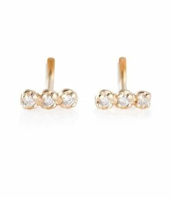 Ginette NY Boucles D'oreilles Gold And Diamond Or Rose Diamants
