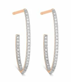 Ginette NY Créoles Ellipses & Sequins Or Rose Diamants