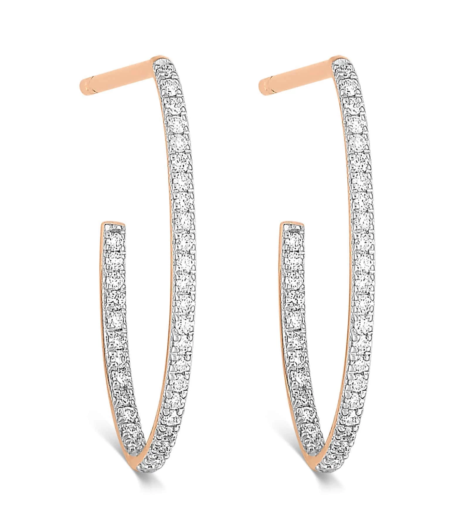 Ginette NY Créoles Ellipses & Sequins Or Rose Diamants 1 Ginette NY Créoles Ellipses & Sequins Or Rose Diamants