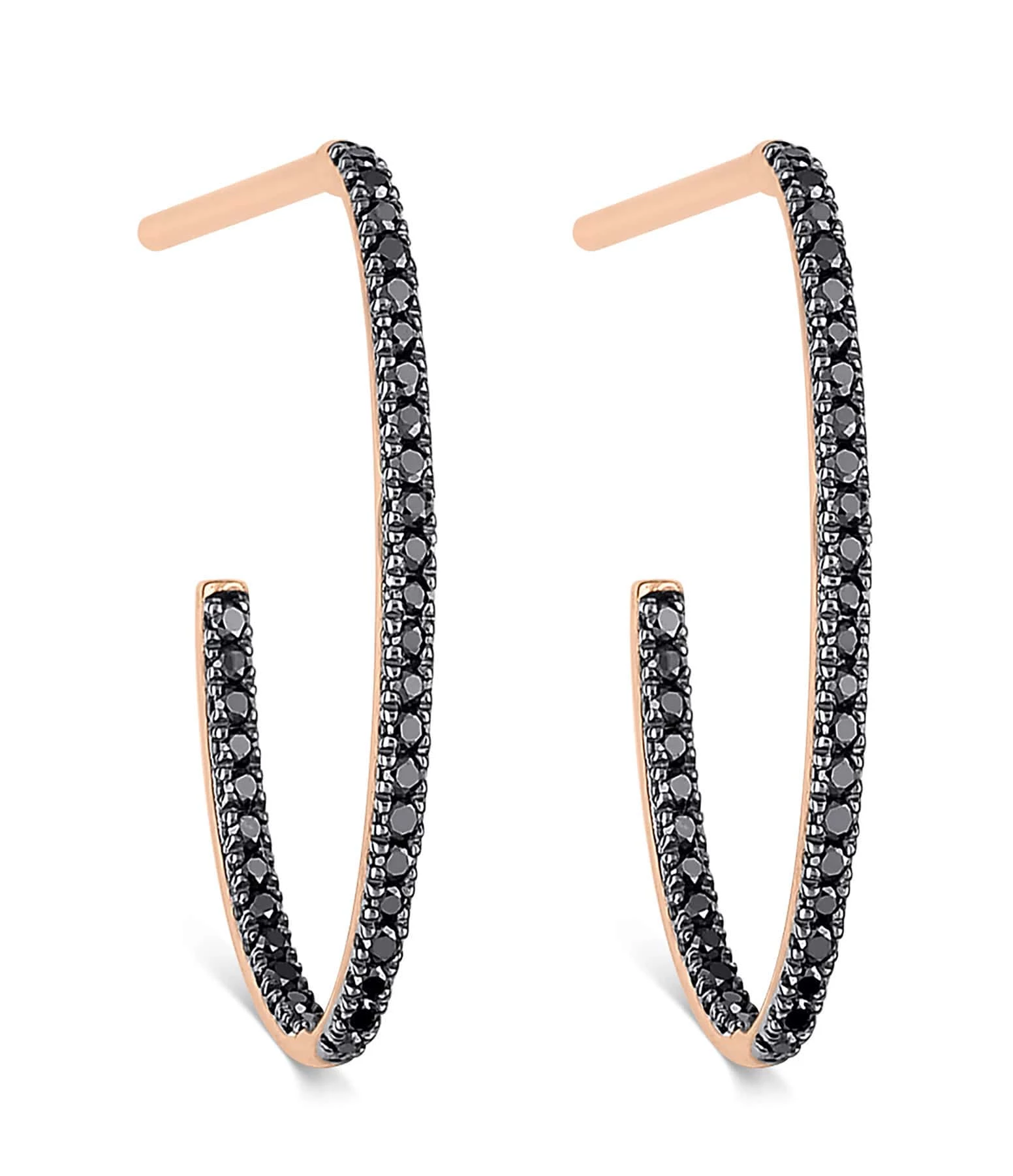 Ginette NY Créoles Ellipses & Sequins Or Rose Diamants Noirs 1 Ginette NY Créoles Ellipses & Sequins Or Rose Diamants Noirs