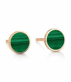 Ginette NY Boucles D'oreilles Ever Disc Malachite Or Rose