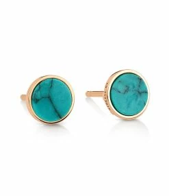 Ginette NY Boucles D'oreilles Ever Disc Or Rose Turquoise