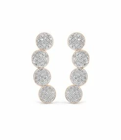 Ginette NY Boucles D'oreilles Mini Ever Barrette Diamants Or Rose