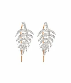 Ginette NY Boucles D'oreilles Palms Diamants Or Rose